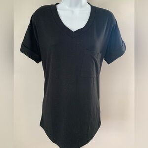 MIHOLL Classic Black V-Neck Pocket Tee -
